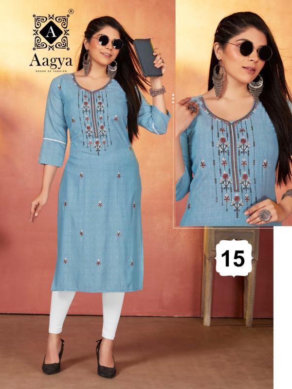 Aagya Kia Vol 2 Rayon Fancy Wear Designer Kurti Collection